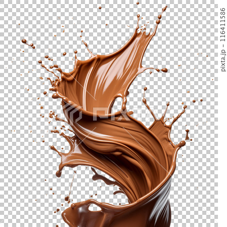 飛び散る溶けたチョコレートの素材（背景透過） 116411586