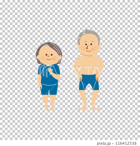 水着を着た男女のシニア　イラスト 116412538