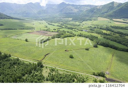 北海道 十勝平野 清水円山展望台(空撮) 北海道 十勝平野 清水円山展望台(空撮) 116412704