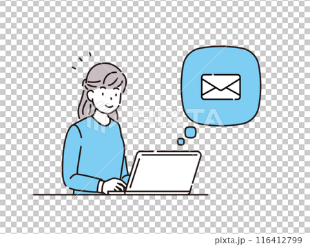 メール　パソコン　女性 116412799