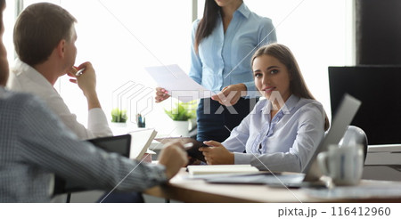 Managers at biz meeting Managers at biz meeting 116412960