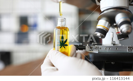 CBD oil in medical laboratory CBD oil in medical laboratory 116413144