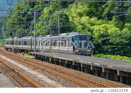 JR西日本北陸線近江塩津駅に進入する新快速電車 116413159