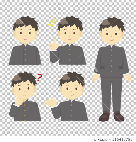 詰襟を着た男性のイラスト 詰襟を着た男性のイラスト 116413789