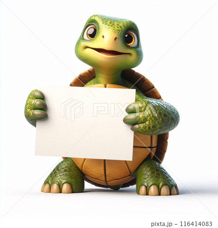 Cute 3d animals holding up an empty white sign, all isolated on a white background 116414083