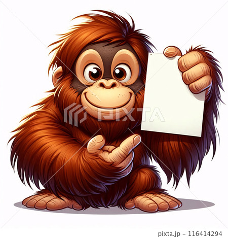 Cute 3d animals holding up an empty white sign, all isolated on a white background 116414294