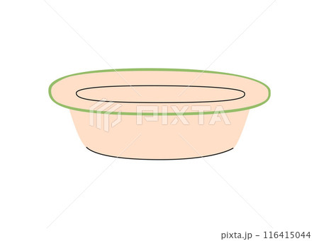 Flat enameled basin vector illustration. Metal aluminum basin for wahing and household cleaning isolated Flat enameled basin vector illustration. Metal aluminum basin for wahing and household cleaning isolated 116415044