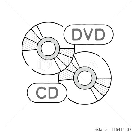 シンプルなDVDとCDのアイコン 116415132