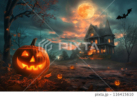 不気味なハロウィンイメージ 116415610