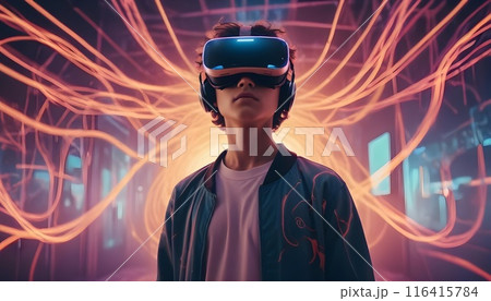 Immersed in Virtual Reality. The Future of Entertainment - Generated by AI 116415784