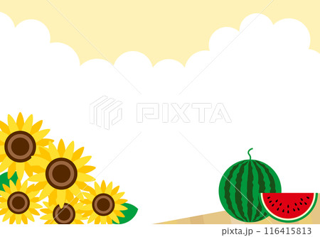 かわいい夏のスイカのフレーム背景 116415813