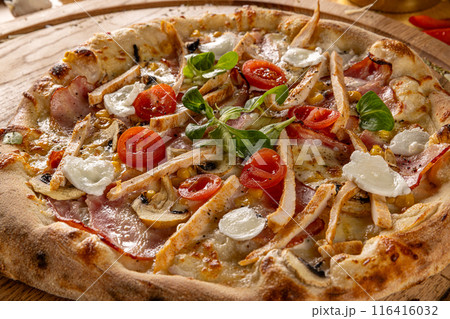 Gourmet pizza with bacon Gourmet pizza with bacon 116416032