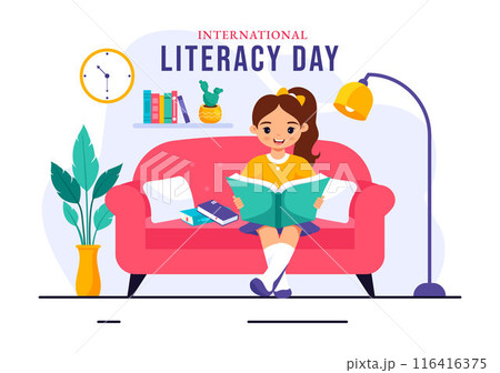 International Literacy Day Vector Illustration on 8th September with Books and Educational Equipment in an Educational Holiday Cartoon Background International Literacy Day Vector Illustration on 8th September with Books and Educational Equipment in an Educational Holiday Cartoon Background 116416375