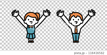 Illustration of a high school student spreading his arms towards the sky Illustration of a high school student spreading his arms towards the sky 116416582