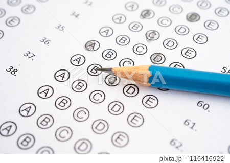 Answer sheets with pencil drawing fill to select choice education. Answer sheets with pencil drawing fill to select choice education. 116416922