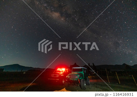Jeep photographed with the Milky Way Jeep photographed with the Milky Way 116416931