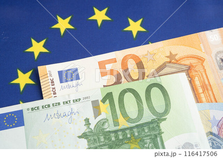 Euro banknote with coin money economy finance exchange trade investment. 116417506