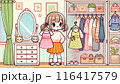 鏡の前で服を選ぶ女性 116417579
