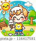 夏にアイスを食べる子供 116417581