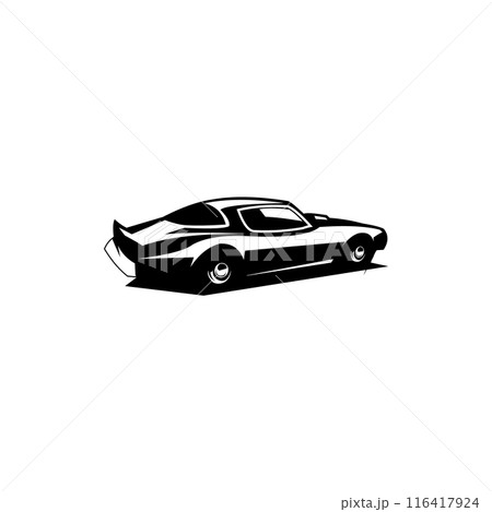 1977 Pontiac. vector silhouette isolated on white background seen from the side. Best for badges, emblems, icons, sticker designs, automotive industry. 116417924