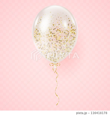 3D realistic transparent white balloon. Luxury glossy helium balloon 116418178