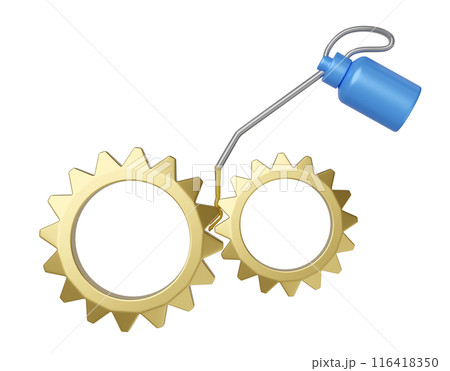 Metal oiler with cog isolated. 3d render illustration 116418350