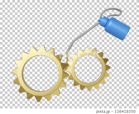 Metal oiler with cog isolated. 3d render illustration 116418350