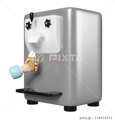 Ice cream cone making machine with hand holding waffle cone isolated. 3d render illustration Ice cream cone making machine with hand holding waffle cone isolated. 3d render illustration 116418351