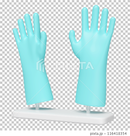 3d rubber gloves cleaning isolated. cleaning equipment, 3d illustration render 3d rubber gloves cleaning isolated. cleaning equipment, 3d illustration render 116418354