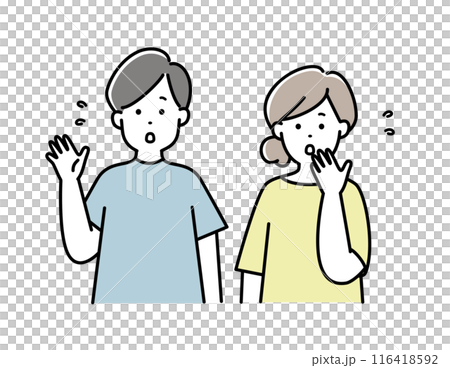 Illustration material of a young couple with a worried expression 116418592