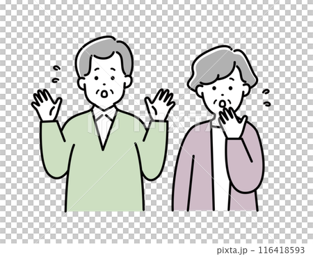 Illustration material of a senior couple with a worried expression 116418593