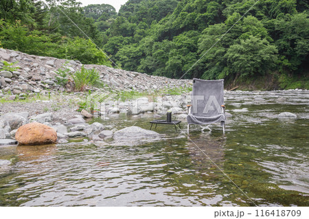 【オートキャンプ場沿いの道志川で涼む】 116418709