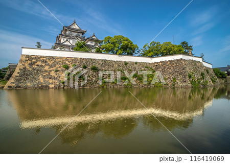 お堀に映る岸和田城　大阪府 116419069