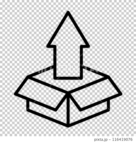The arrow is pointing out of the box The arrow is pointing out of the box 116419076
