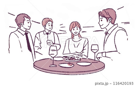 食事を楽しむ男女のイラスト 116420193