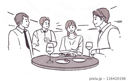 食事を楽しむ男女のイラスト 116420196