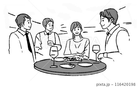 食事を楽しむ男女のイラスト 116420198