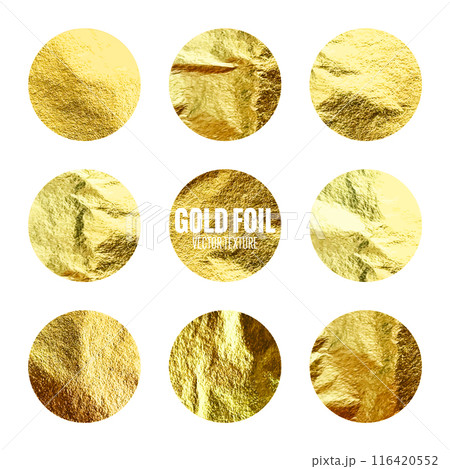 Gold foil, shiny handmade circles. Golden glittering texture, pattern. Luxury shining hand drawn background. Wedding, greeting card decoration elements. Modern minimalist art. Vector illustration Gold foil, shiny handmade circles. Golden glittering texture, pattern. Luxury shining hand drawn background. Wedding, greeting card decoration elements. Modern minimalist art. Vector illustration 116420552