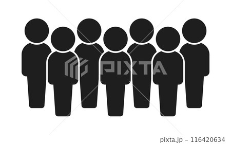 立っている7人の人物のアイコン・ピクトグラム - シンプルな7人組や複数人のグループのイメージ素材 立っている7人の人物のアイコン・ピクトグラム - シンプルな7人組や複数人のグループのイメージ素材 116420634