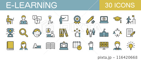 eラーニング　オンライン学習に関するアイコンセット　カラー 116420668