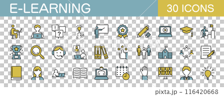 E-learning Online learning icon set color E-learning Online learning icon set color 116420668