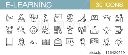 eラーニング オンライン学習に関するアイコンセット eラーニング オンライン学習に関するアイコンセット 116420669