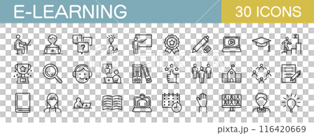 eラーニング オンライン学習に関するアイコンセット eラーニング オンライン学習に関するアイコンセット 116420669