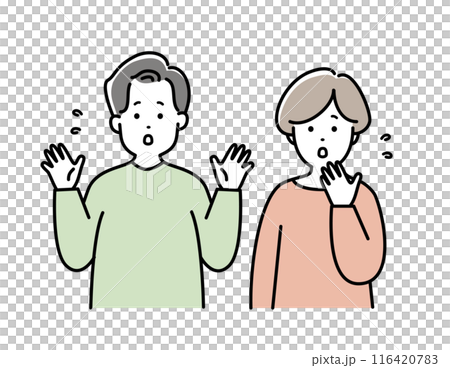 Illustration material of a young couple with a worried expression 116420783