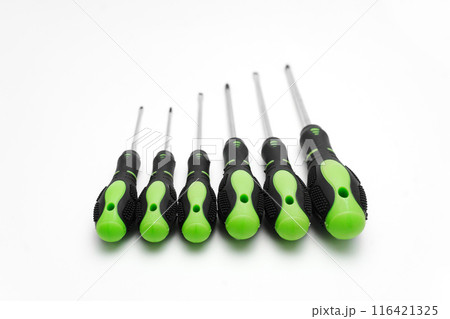 Screwdriver set 10 pieces on a white background. Screwdriver set 10 pieces on a white background. 116421325