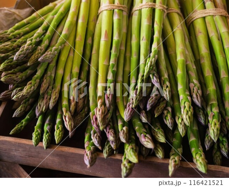 The bunches of asparagus on the market. Generative ai. 116421521