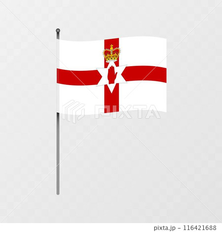 Northern Ireland flag on flagpole. Vector illustration. Northern Ireland flag on flagpole. Vector illustration. 116421688