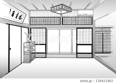 漫画風ペン画イラスト 和風_室内 漫画風ペン画イラスト 和風_室内 116421862