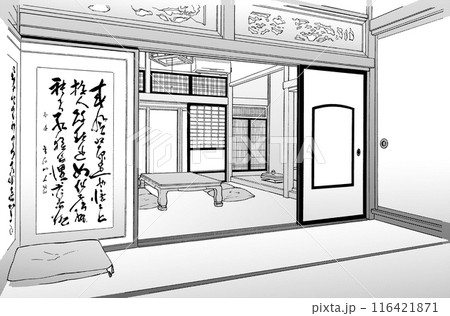 漫画風ペン画イラスト　和風_室内 116421871