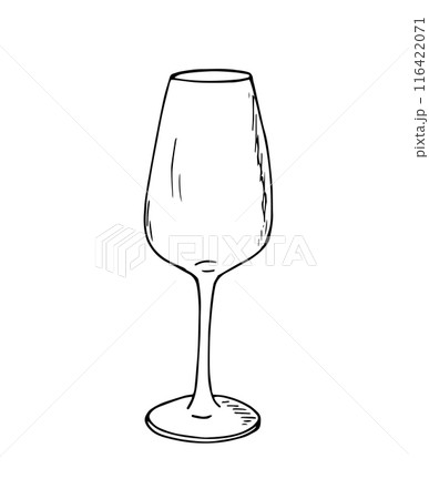 Port wine glass. Hand-drawn illustration of wine glass. Isolated on white background. 116422071